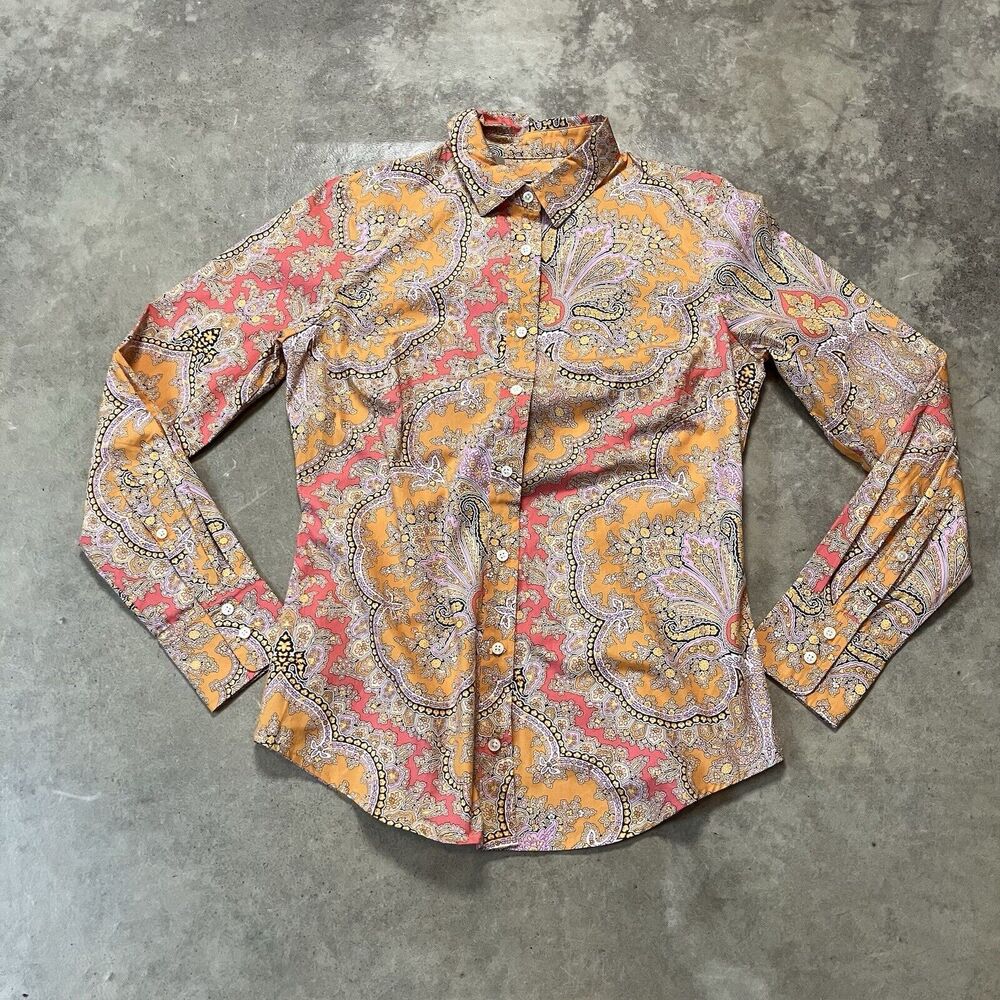 J Crew Shirt Womens 0 Perfect Shirt in Rattie Paisley Button Down Collard